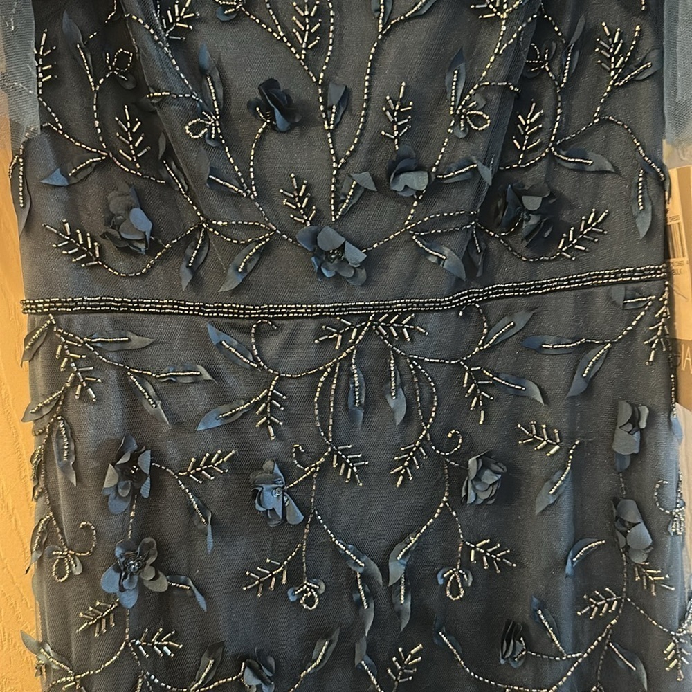 Theia Couture Elegant Blue Embroidered and Beaded Dress - Sample Size 2 - Picture 8 of 15